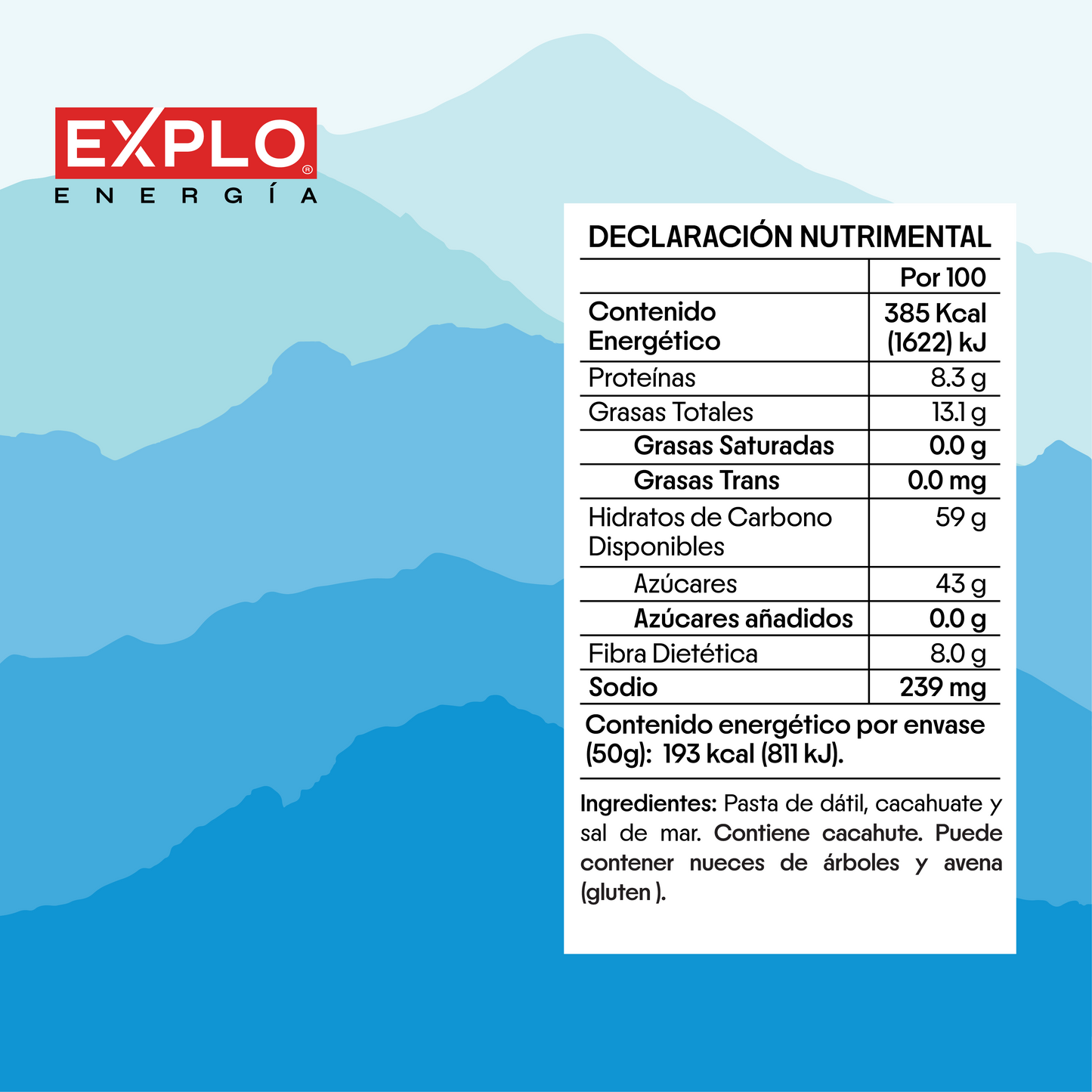 Barra de Energía Cacahuate + Sal de Mar 50g