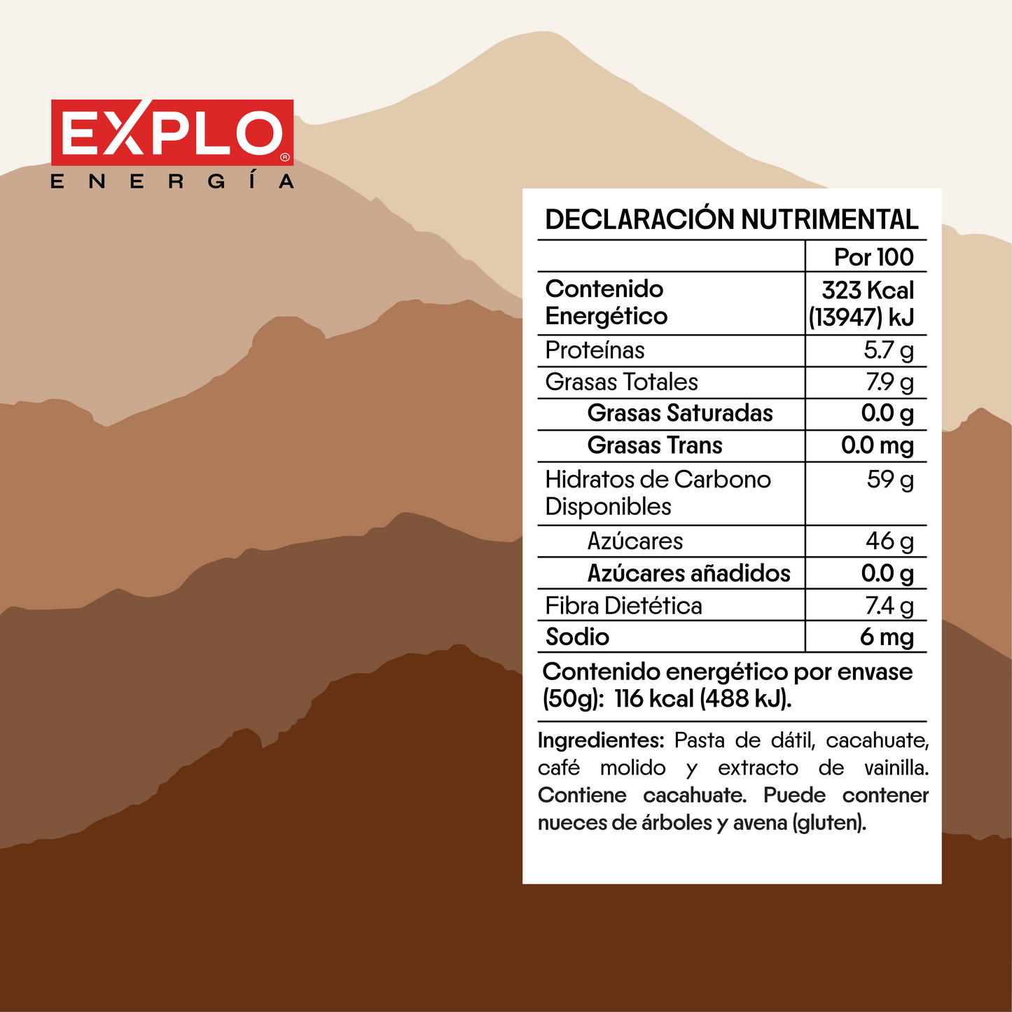 Barra de Energía Café + Vainilla 50g