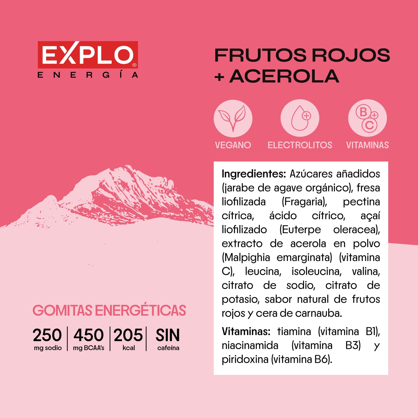 EXPLO Gomitas Energéticas Veganas con Electrolitos y Vitaminas