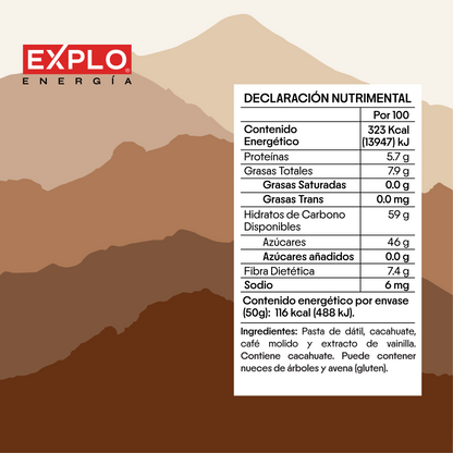 Barra de Energía Café + Vainilla 50g
