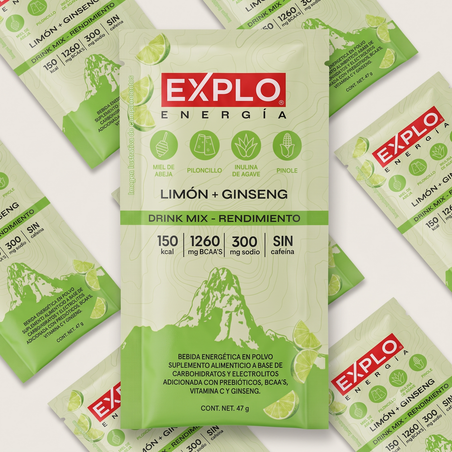 12 Sobres Drink Mix Sabor Limón + Ginseng 47g