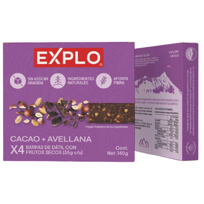 Pack 4 Barras de Energía Cacao + Avellana 35gr