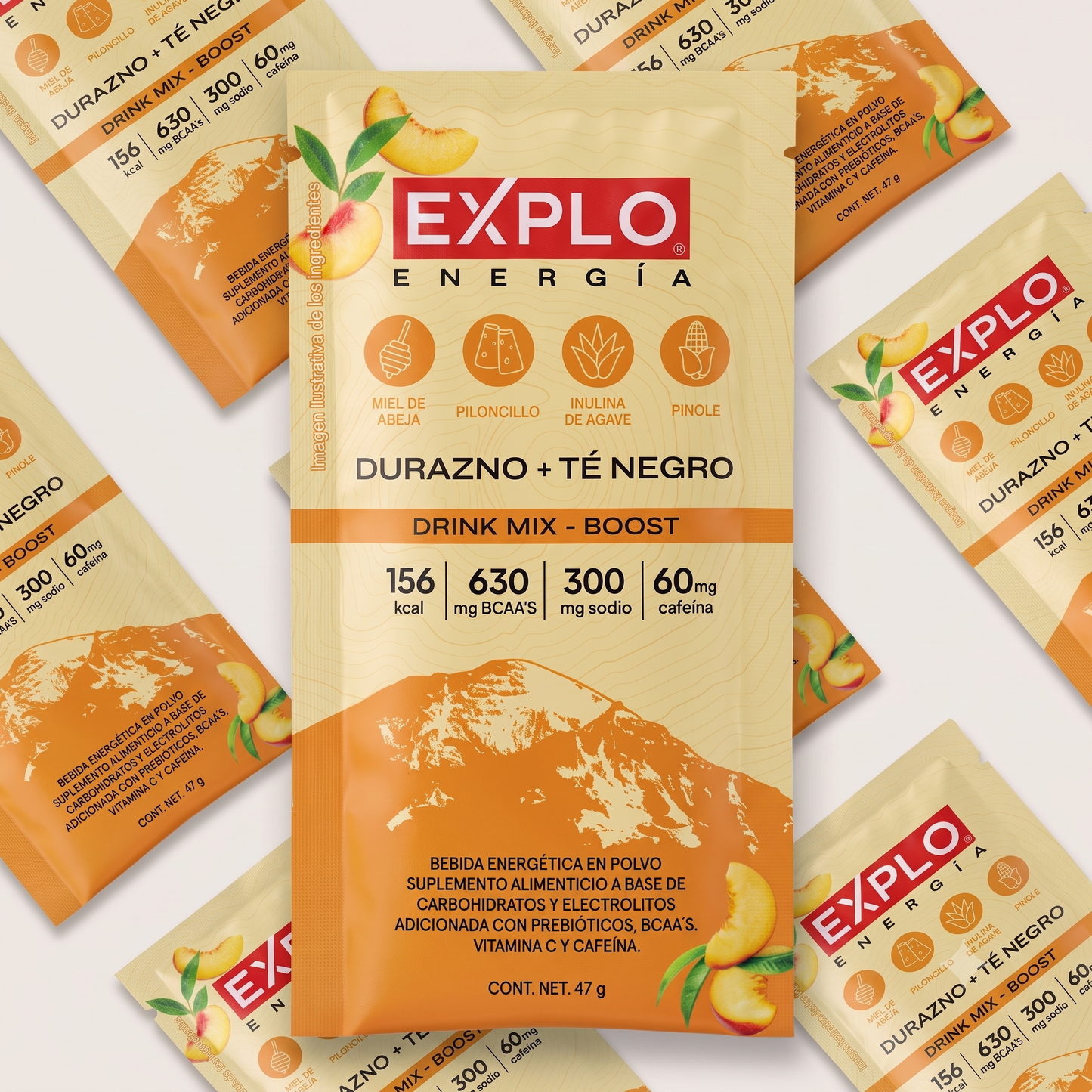 12 Sobres Drink Mix Sabor Durazno + Té Negro 47g