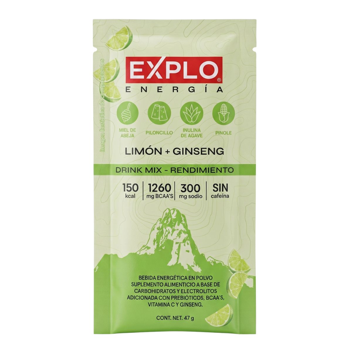 12 Sobres Drink Mix Sabor Limón + Ginseng 47g