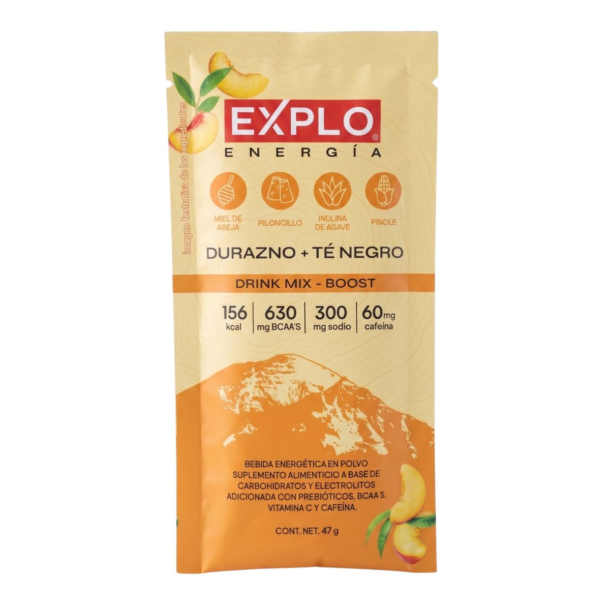 12 Sobres Drink Mix Sabor Durazno + Té Negro 47g