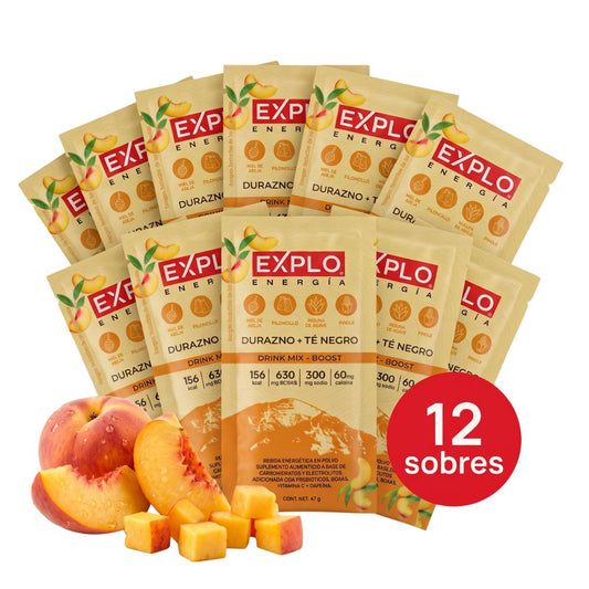 12 Sobres Drink Mix Sabor Durazno + Té Negro 47g