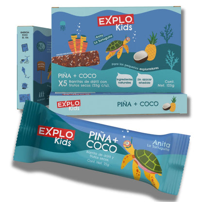 Caja con 5 Barritas Piña + Coco Explo Kids