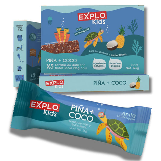 Caja con 5 Barritas Piña + Coco Explo Kids