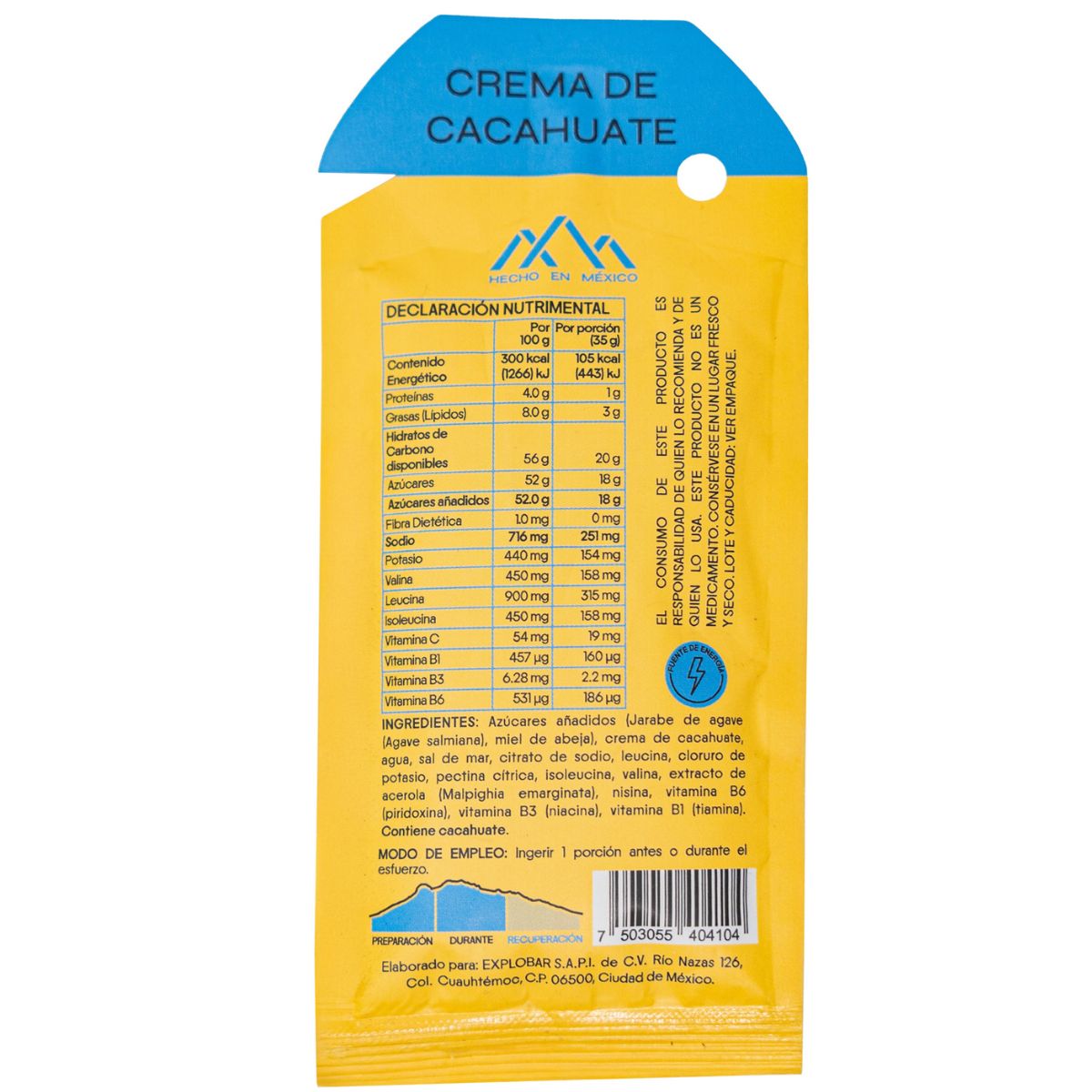 Gel Energético - Crema de Cacahuate
