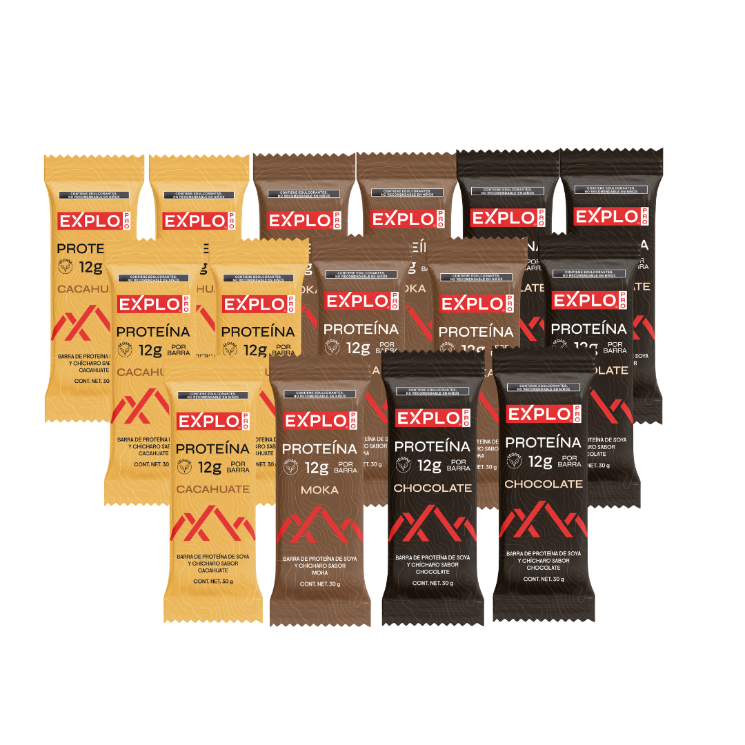 15 Pack Barra de Proteína Mix - 5 cacahuate, 5 moka, 5 chocolate
